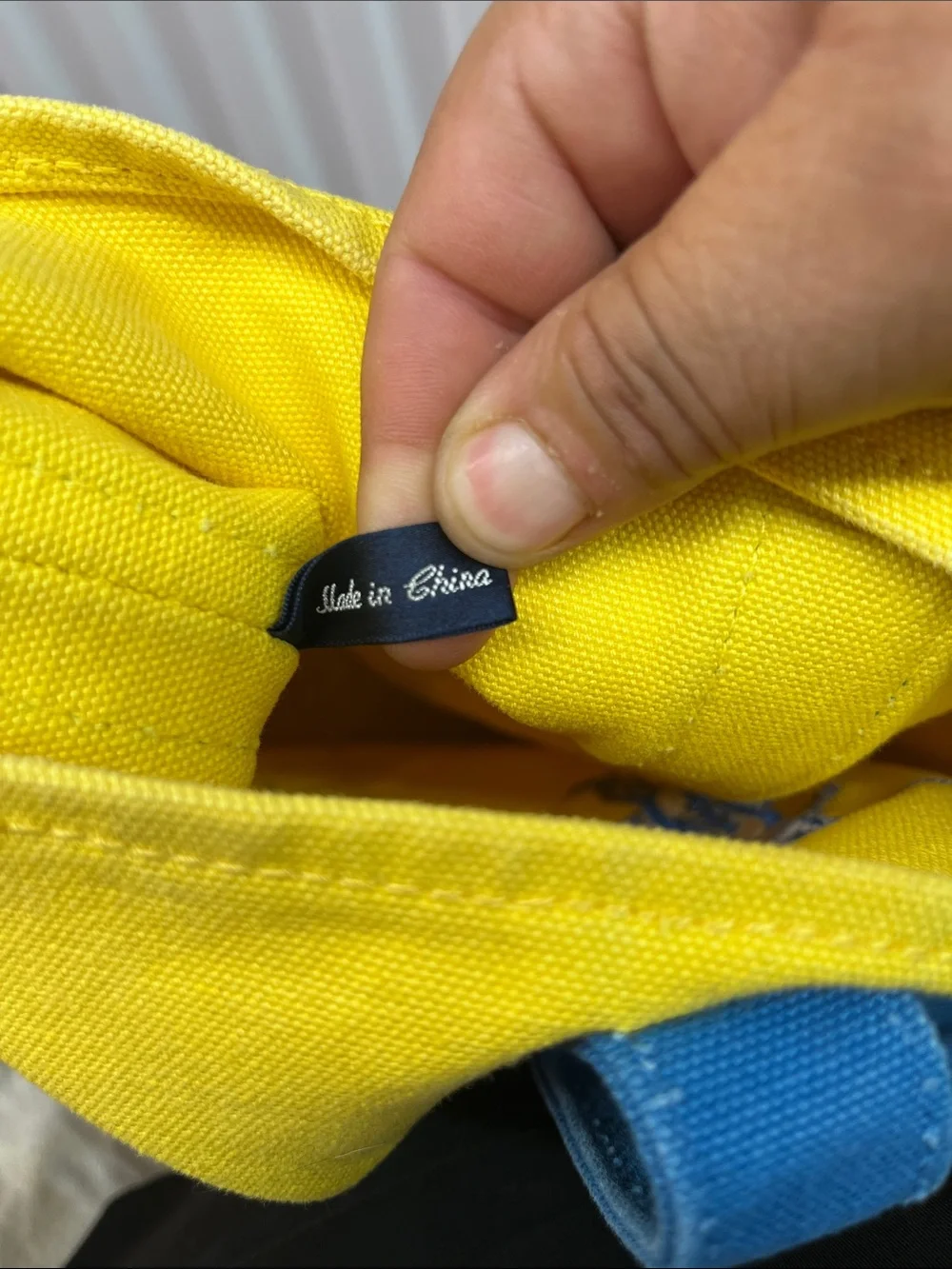 Polo by Ralph Lauren Yellow Canvas Tote with Blue Accents & Embroidered Logo